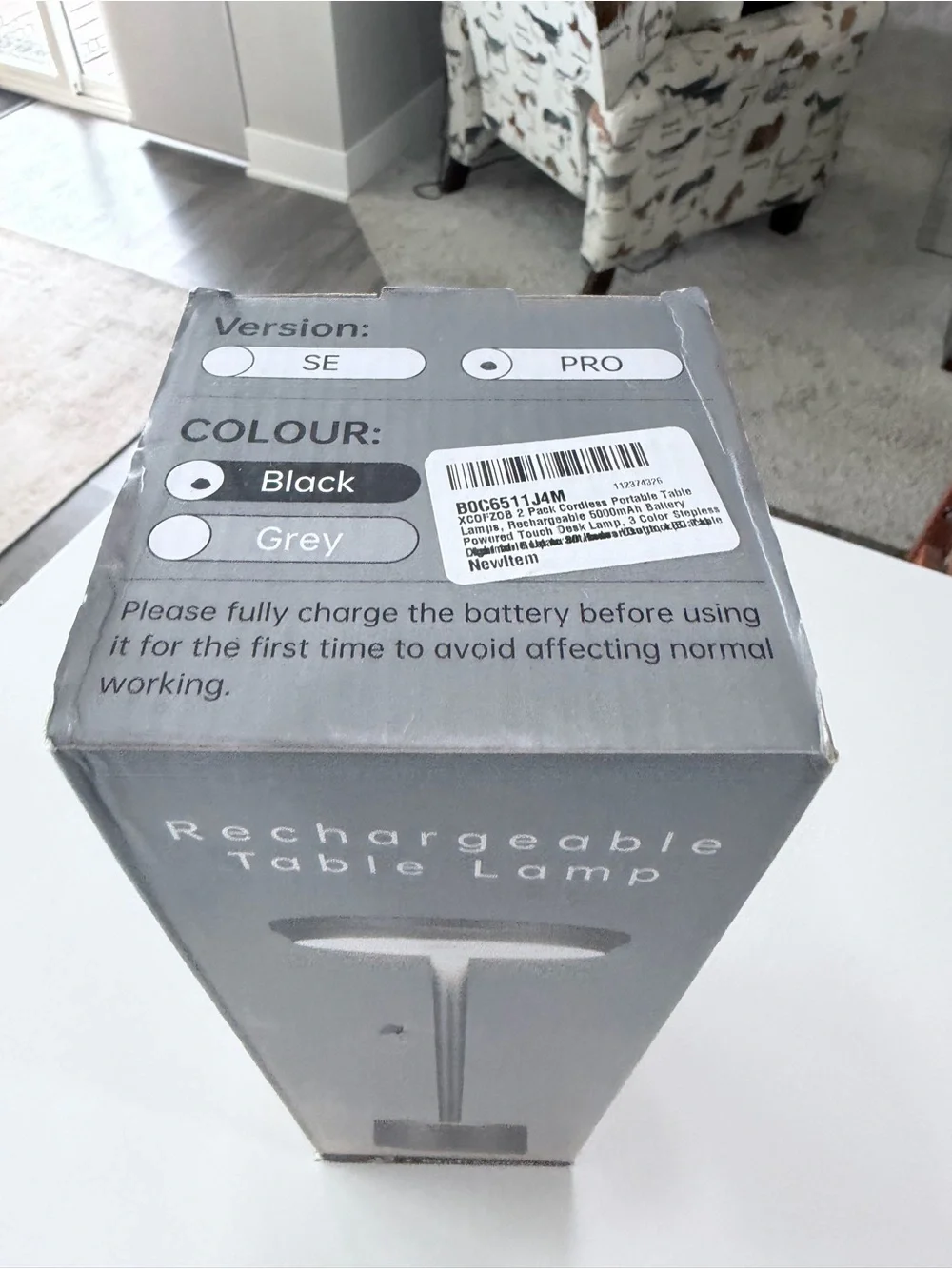 Rechargeable Touch Control Table Lamp - Black